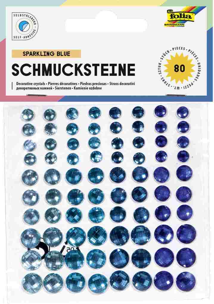 Folia Schmucksteine SPARKLING BLUE selbstklebend 80 Stück