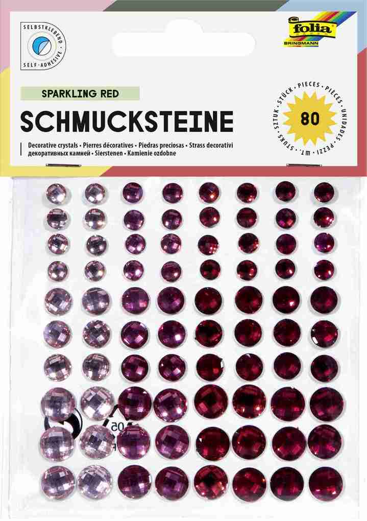 Folia Schmucksteine SPARKLING RED selbstklebend 80 Stück