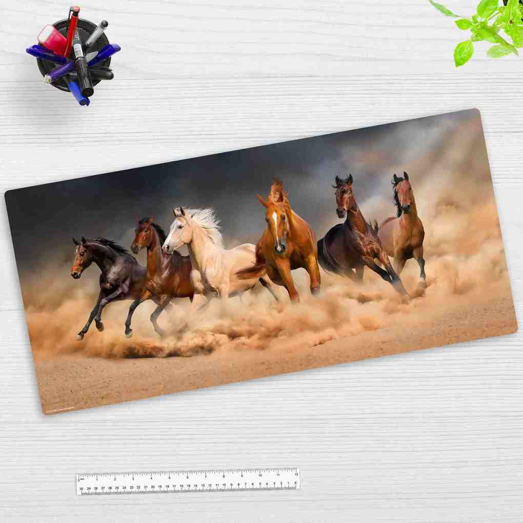 Cover-your-desk Schreibtischunterlage für Kinder und Erwachsene Wilde Pferdeherde aus hochwertigem Vinyl 84 x 40 cm