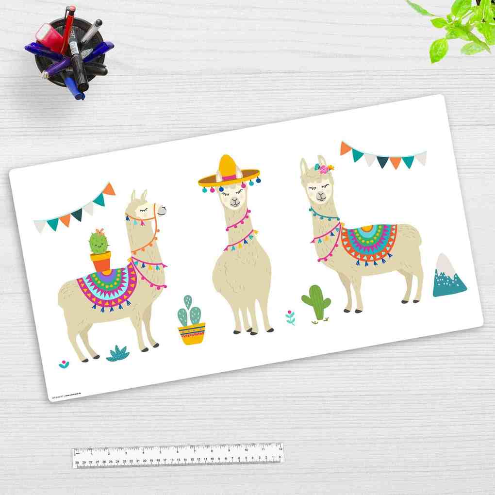 Cover-your-desk Schreibtischunterlage für Kinder Alpaka aus hochwertigem Vinyl 75 x 40 cm