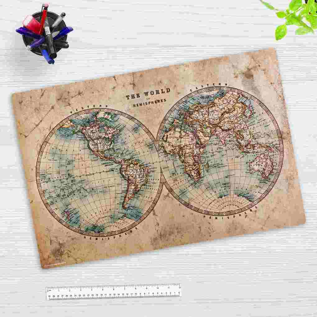 Cover-your-desk Schreibtischunterlage für Kinder und Erwachsene Historische Weltkarte aus hochwertigem Vinyl 60 x 40 cm