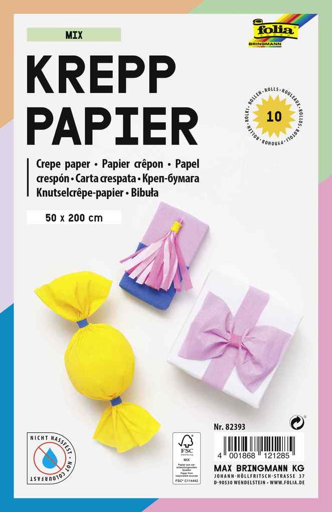 FOLIA Krepppapier-Rollen Mix 50 x 200 cm 10 Stück mehrere Farben - Image 4