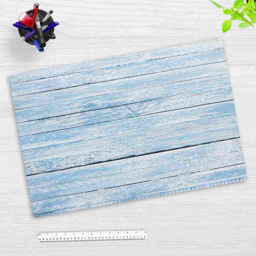 Cover-your-desk Schreibtischunterlage für Kinder und Erwachsene Blaue Holzbretter im Vintage-Look aus hochwertigem Vinyl 60 x 40 cm