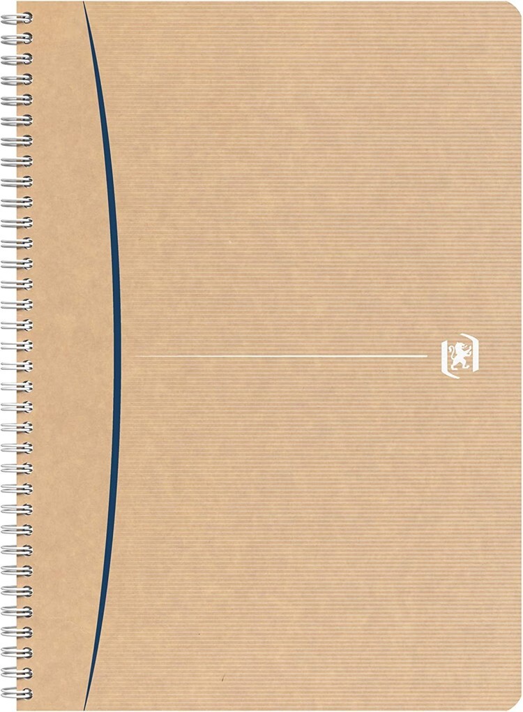 OXFORD Notizbuch Touareg A4 liniert 180 Seiten recyceltes Papier Spiralbindung Einband Kraftpapier zufällige Farbauswahl sortiert