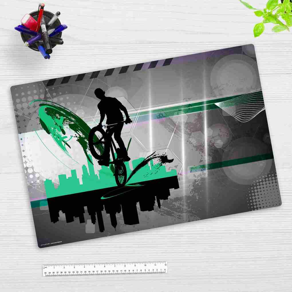 Cover-your-desk Schreibtischunterlage für Kinder und Erwachsene City Mountainbike aus hochwertigem Vinyl 60 x 40 cm