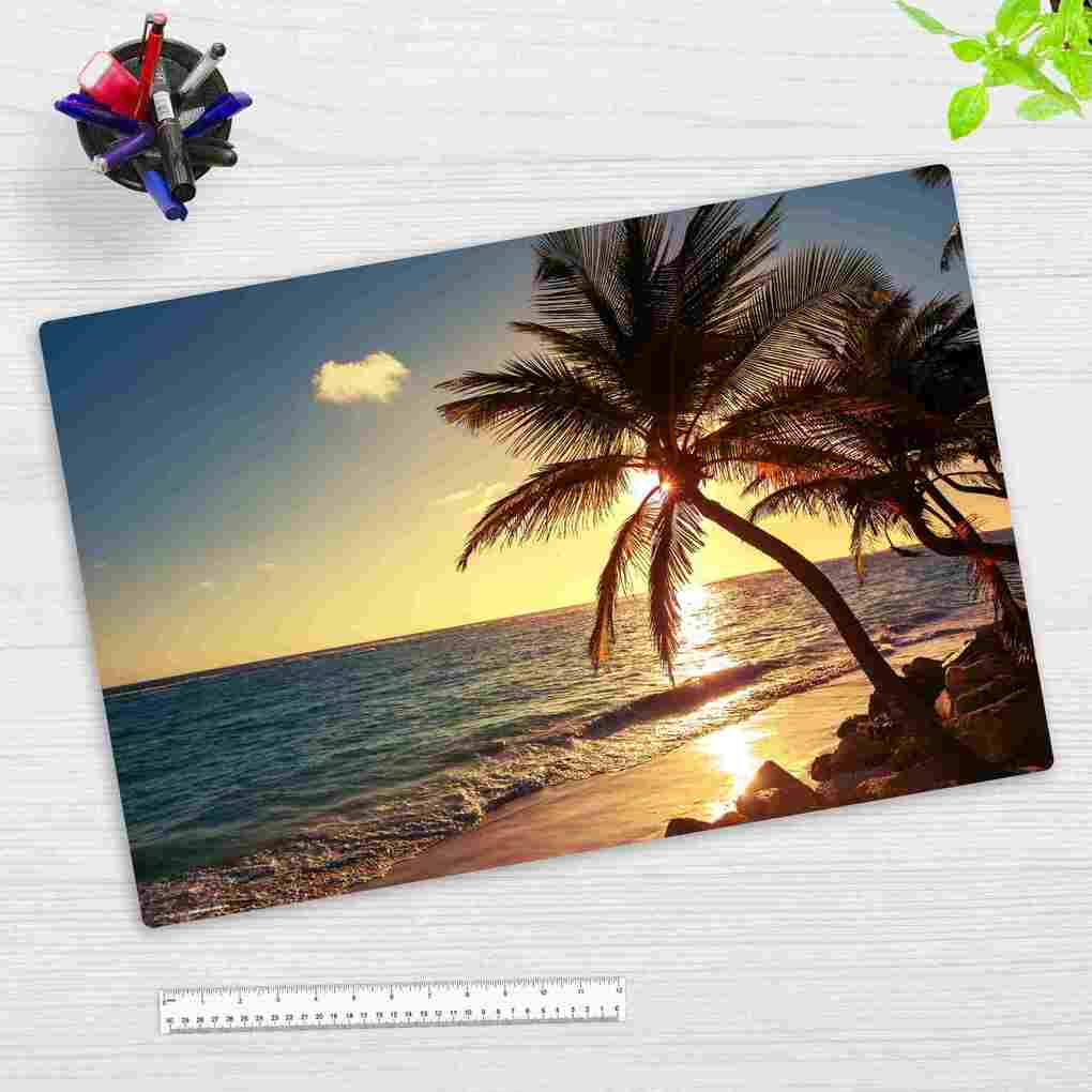 Cover-your-desk Schreibtischunterlage für Kinder und Erwachsene Palmen am Strand aus hochwertigem Vinyl 60 x 40 cm