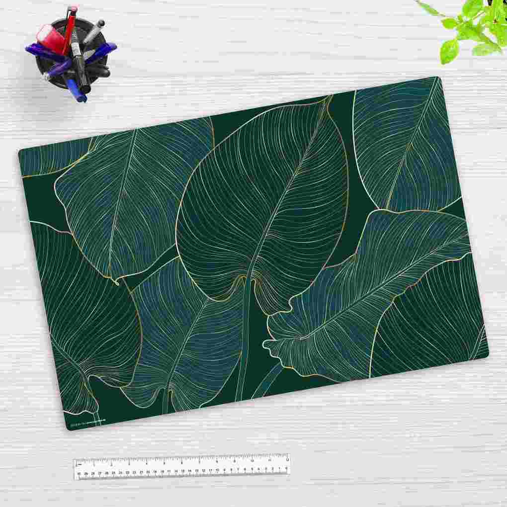 Cover-your-desk Schreibtischunterlage für Kinder und Erwachsene Tropische Blätter mit Goldadern aus hochwertigem Vinyl 60 x 40 cm