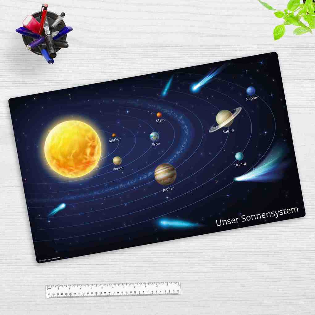 Cover-your-desk Schreibtischunterlage für Kinder und Erwachsene Unser Sonnensystem aus hochwertigem Vinyl 65 x 40 cm