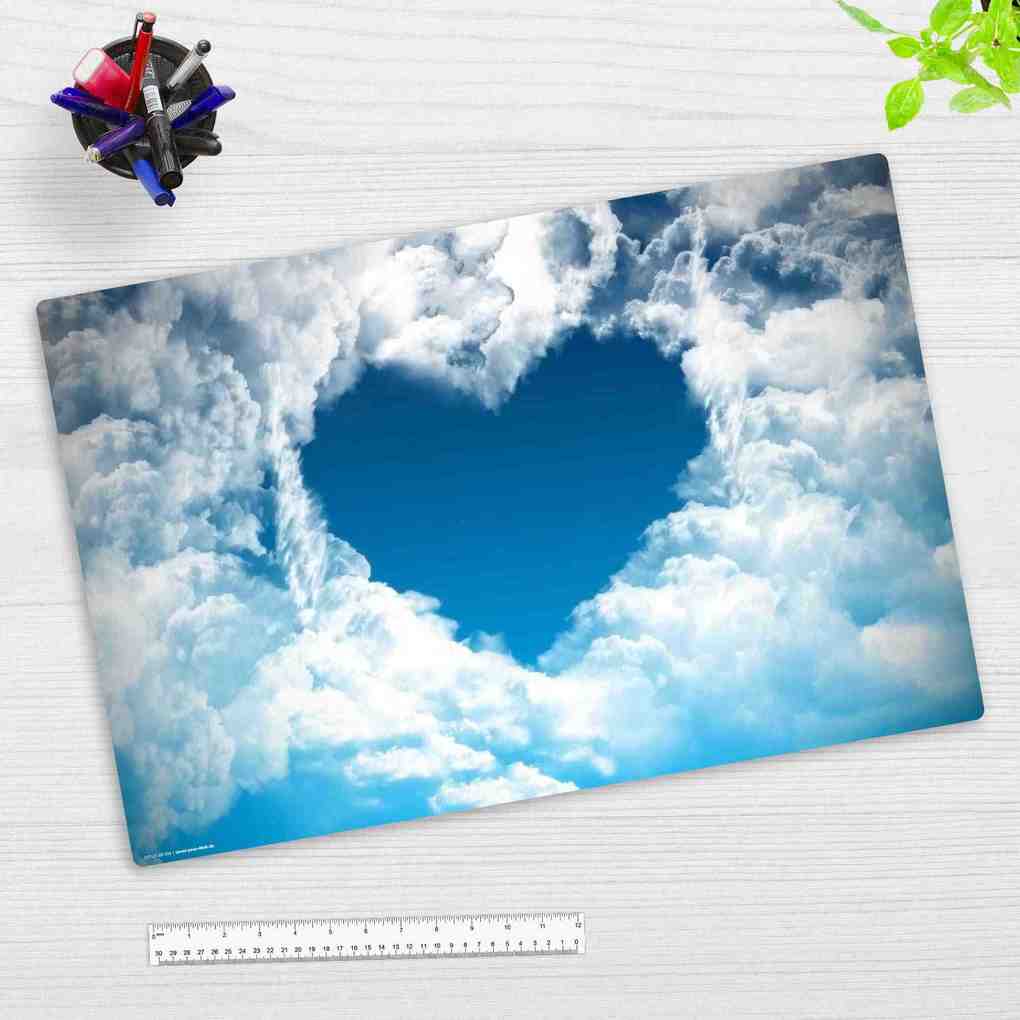 Cover-your-desk Schreibtischunterlage für Kinder und Erwachsene Ein Herz aus Wolken aus hochwertigem Vinyl 60 x 40 cm