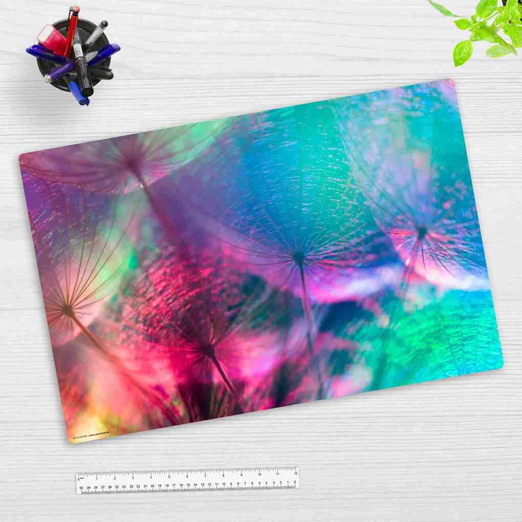 Cover-your-desk Schreibtischunterlage für Kinder und Erwachsene Pusteblume im bunten Farbspiel aus hochwertigem Vinyl 60 x 40 cm