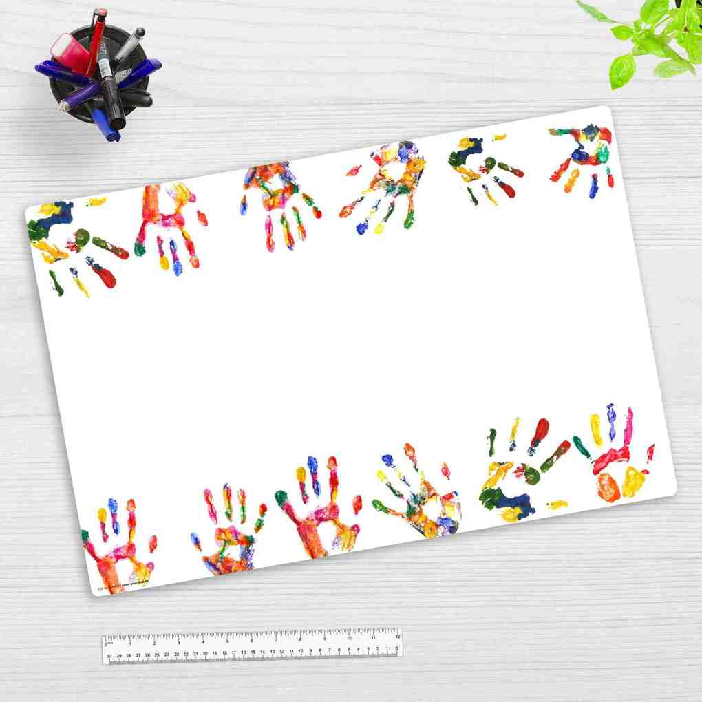 Cover-your-desk Schreibtischunterlage für Kinder und Erwachsene Bunte Kinderhände aus hochwertigem Vinyl 60 x 40 cm