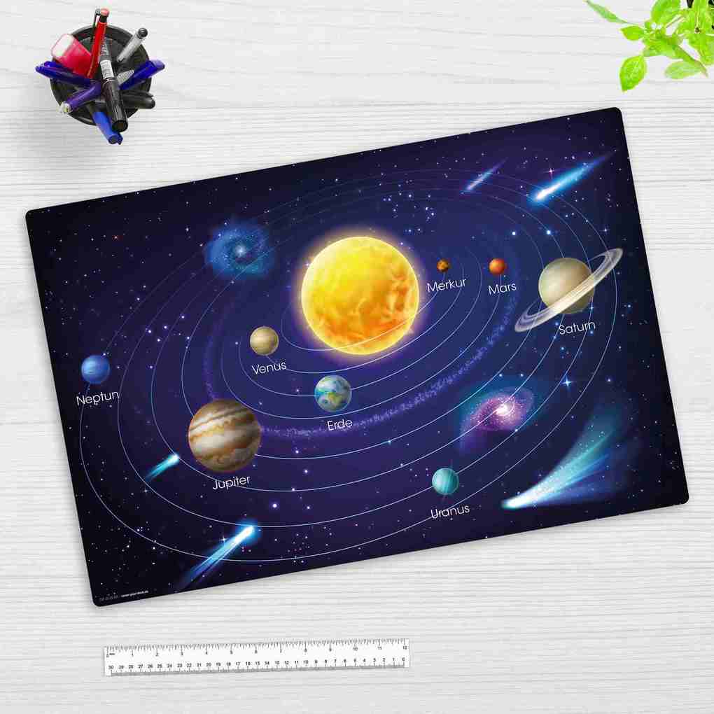 Cover-your-desk Schreibtischunterlage für Kinder und Erwachsene Unser Sonnensystem II aus hochwertigem Vinyl 60 x 40 cm