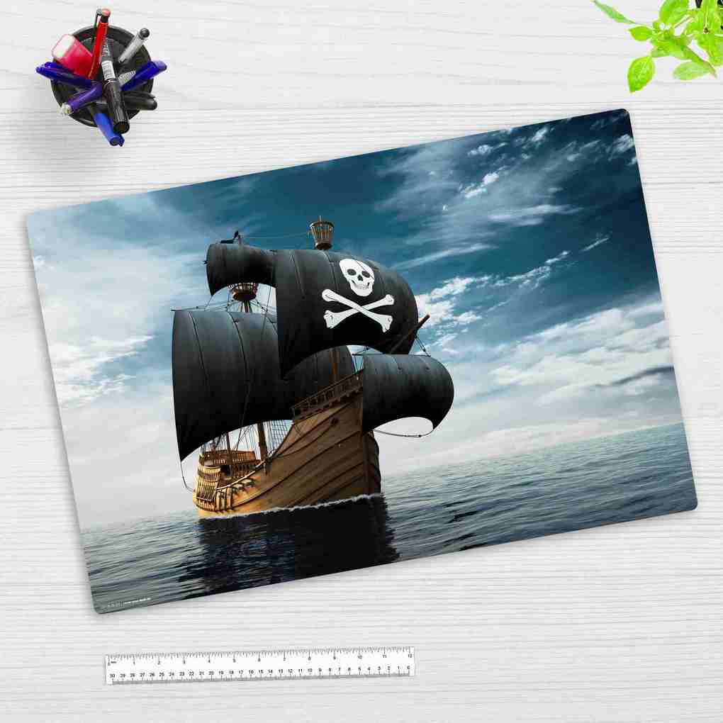Cover-your-desk Schreibtischunterlage für Kinder und Erwachsene Piratenschiff aus hochwertigem Vinyl 60 x 40 cm