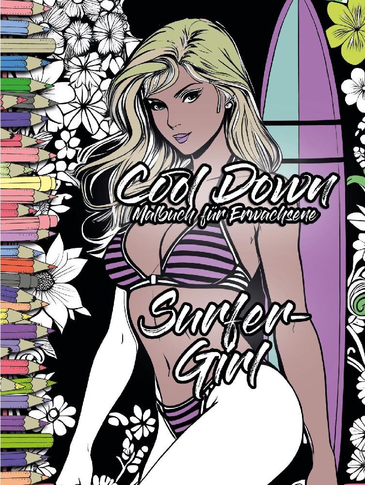 Cool Down | Malbuch für Erwachsene: Surfer-Girl