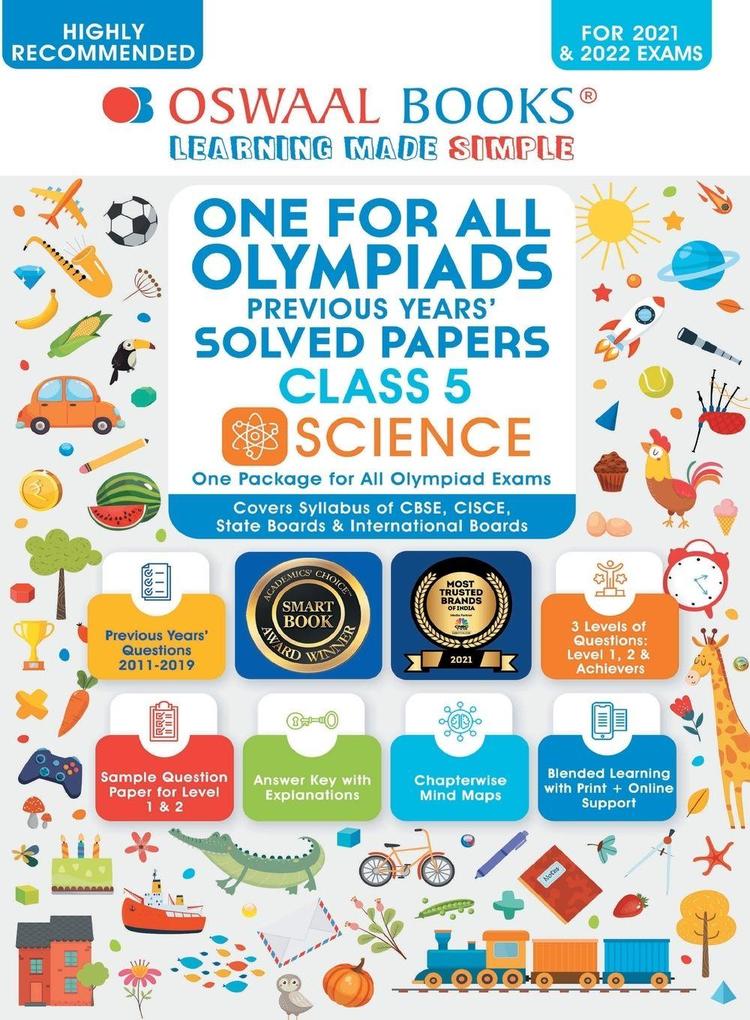 Oswaal One for All Olympiad Previous Years Solved Papers Class-5 Science Book (For 2021-22 Exam)