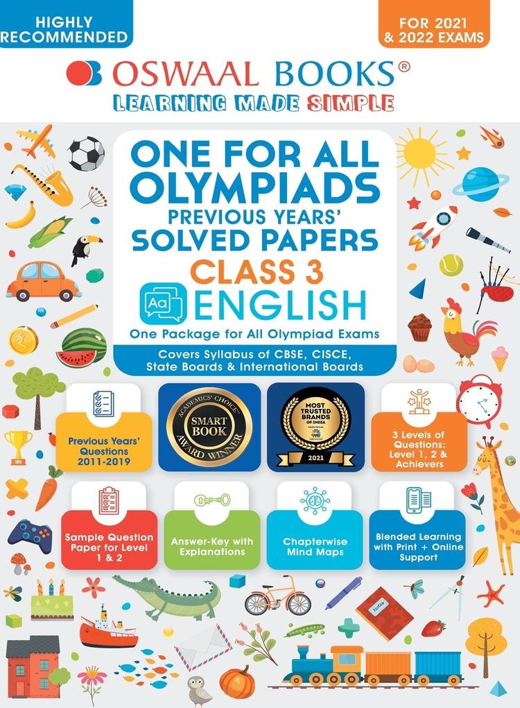 Oswaal One for All Olympiad Previous Years' Solved Papers Class-3 English Book (For 2021-22 Exam)