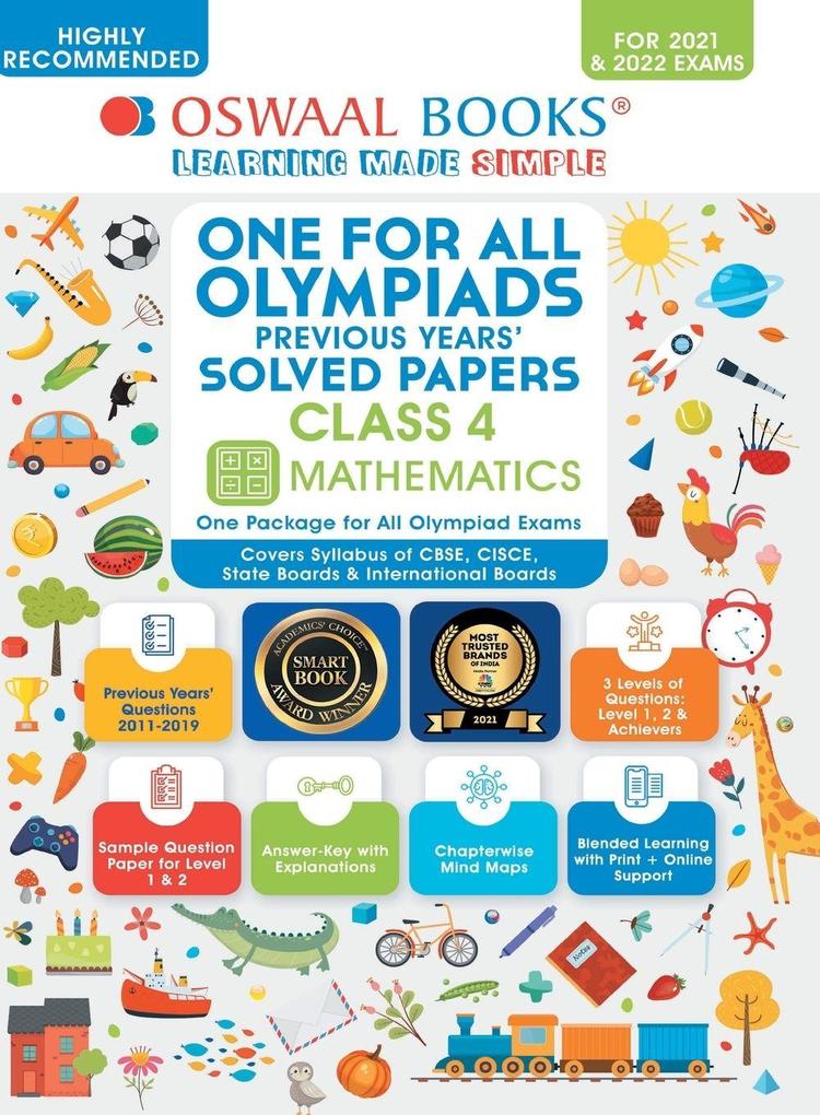 Oswaal One for All Olympiad Previous Years Solved Papers Class-4 Mathematics Book (For 2021-22 Exam)