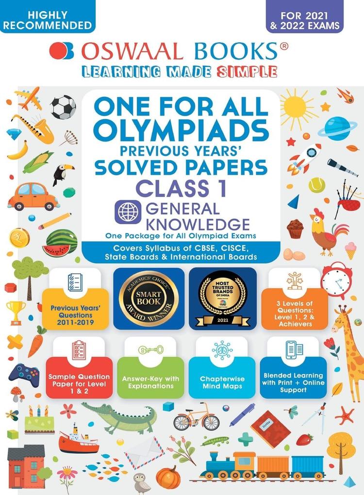 One for All Olympiad Previous Years' Solved Papers Class-1 General Knowledge Book (For 2022 Exam)