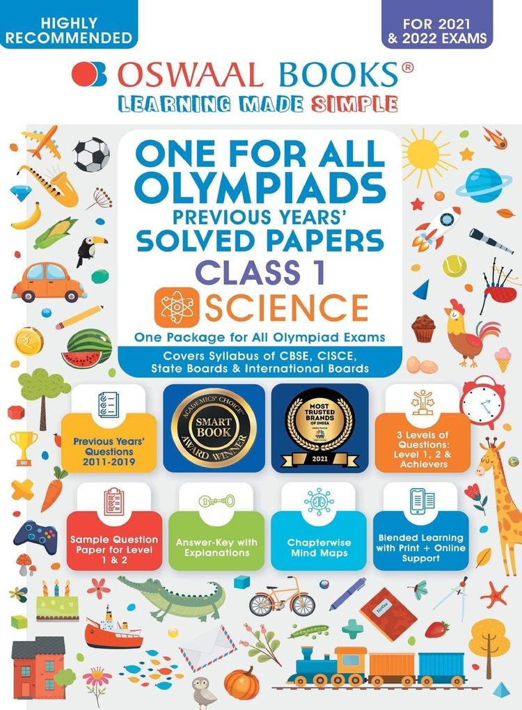 Oswaal One for All Olympiad Previous Years' Solved Papers Class-1 Science Book (For 2021-22 Exam)