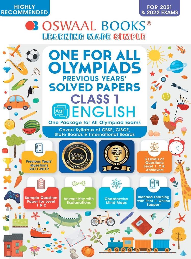 Oswaal One for All Olympiad Previous Years Solved Papers Class-1 English Book (For 2021-22 Exam)