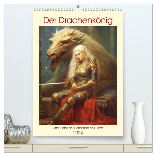 Der Drachenkönig. Ritter unter der Herrschaft des Biests (hochwertiger Premium Wandkalender 2024 DIN A2 hoch) Kunstdruck in Hochglanz