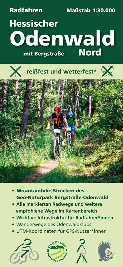 Radfahren Hessischer Odenwald Nord mit Bergstraße 1:30000