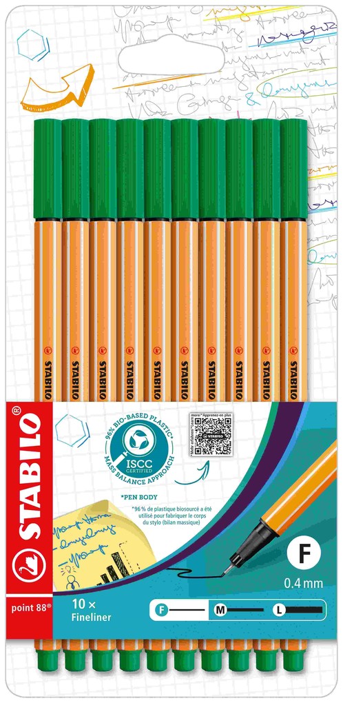 STABILO Fineliner Fineliner point 88 10er Set - grün