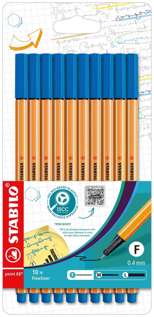 STABILO Fineliner Fineliner point 88 10er Set - blau