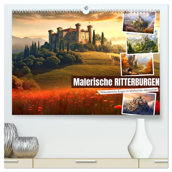Malerische Ritterburgen (hochwertiger Premium Wandkalender 2024 DIN A2 quer) Kunstdruck in Hochglanz