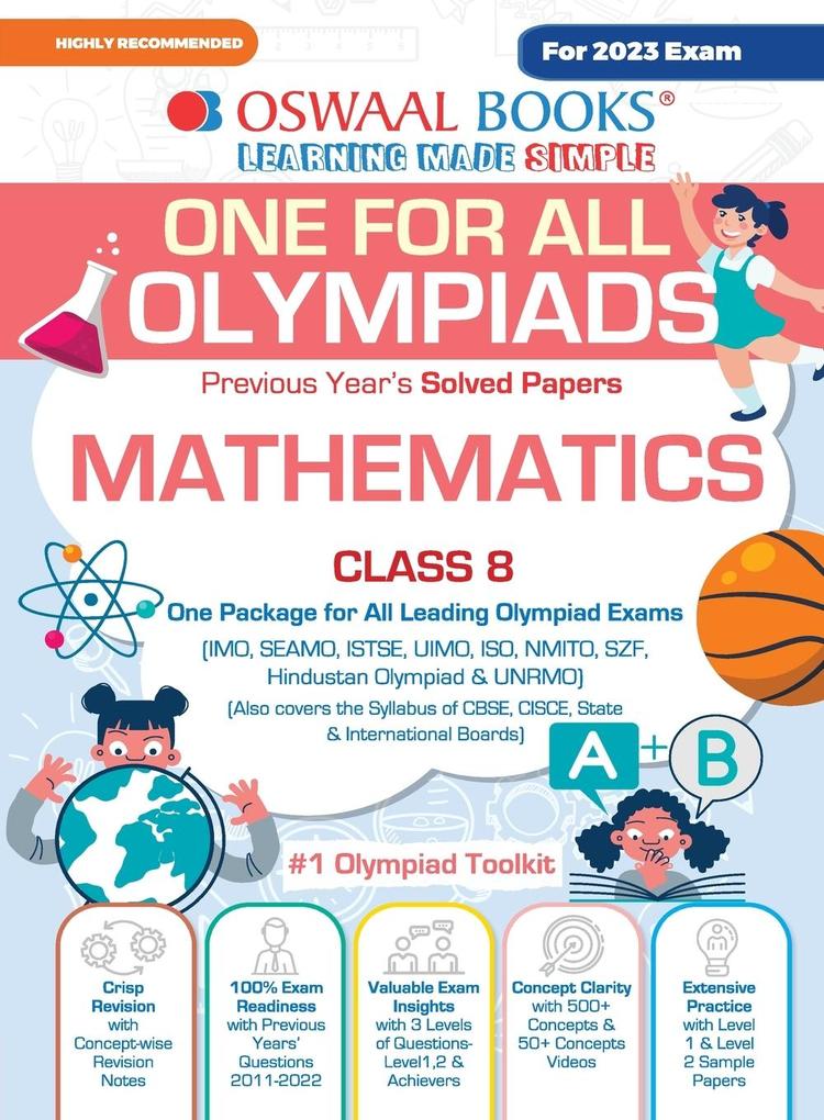 Oswaal One For All Olympiad Previous Years‘ Solved Papers Class-8 Mathematics Book (For 2023 Exam)