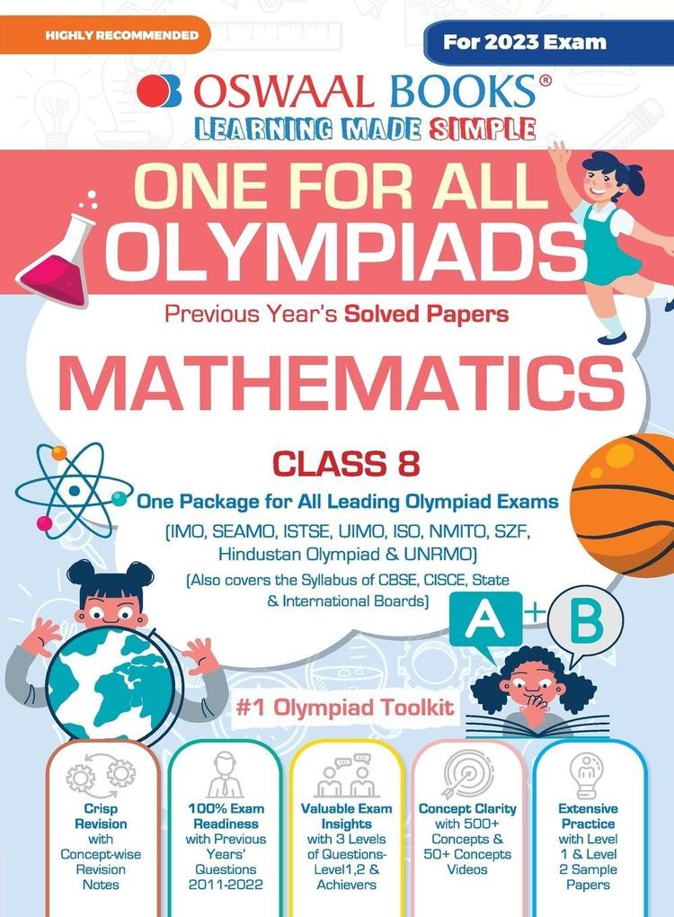 Oswaal One For All Olympiad Previous Years' Solved Papers Class-8 Mathematics Book (For 2023 Exam)