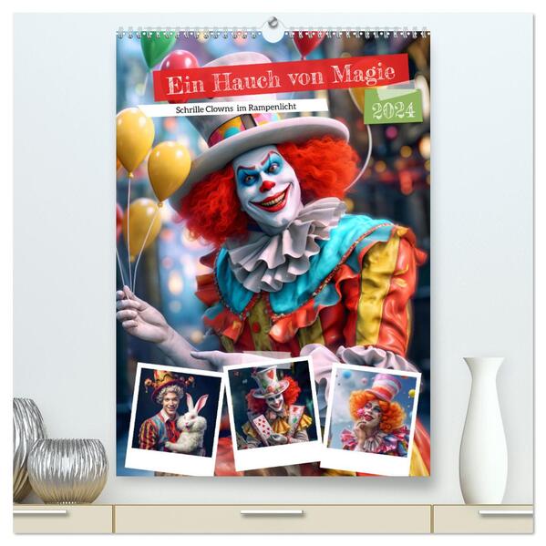 Ein Hauch von Magie - Schrille Clowns im Rampenlicht (hochwertiger Premium Wandkalender 2024 DIN A2 hoch) Kunstdruck in Hochglanz