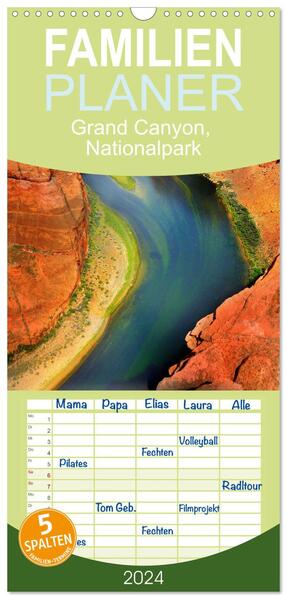 Familienplaner 2024 - Grand Canyon Nationalpark mit 5 Spalten (Wandkalender 21 x 45 cm) CALVENDO