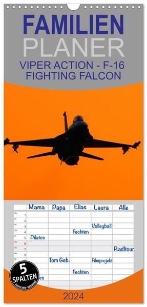 Familienplaner 2024 - VIPER ACTION - F-16 FIGHTING FALCON mit 5 Spalten (Wandkalender 21 x 45 cm) CALVENDO