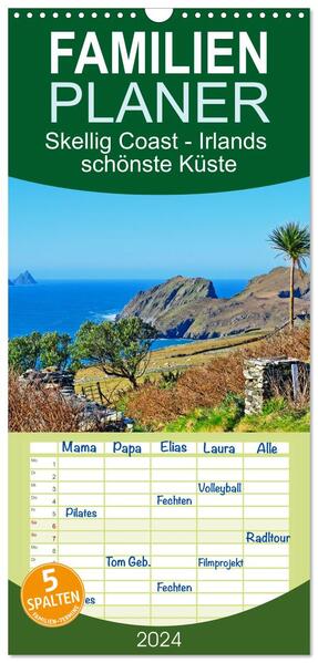 Familienplaner 2024 - Skellig Coast - Irlands schönste Küste mit 5 Spalten (Wandkalender 21 x 45 cm) CALVENDO