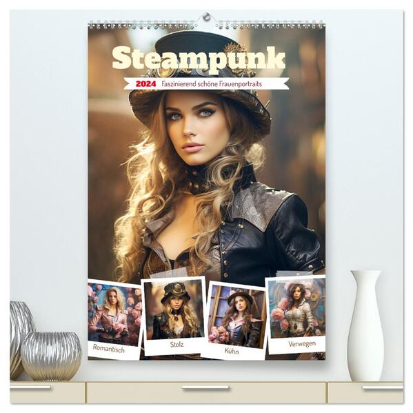 Steampunk. Faszinierend schöne Frauenportraits (hochwertiger Premium Wandkalender 2024 DIN A2 hoch) Kunstdruck in Hochglanz