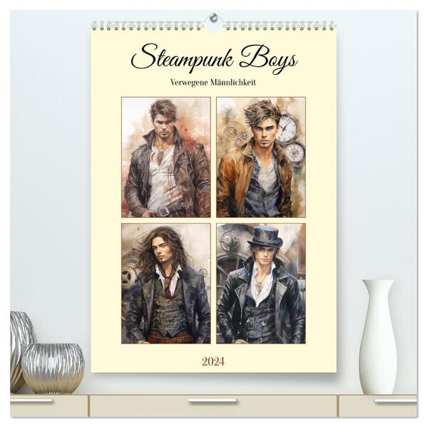 Steampunk Boys. Verwegene Männlichkeit (hochwertiger Premium Wandkalender 2024 DIN A2 hoch) Kunstdruck in Hochglanz