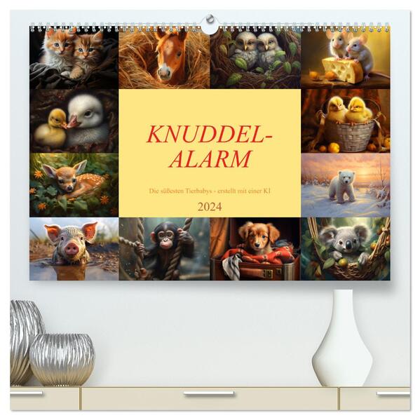 Knuddel-Alarm (hochwertiger Premium Wandkalender 2024 DIN A2 quer) Kunstdruck in Hochglanz