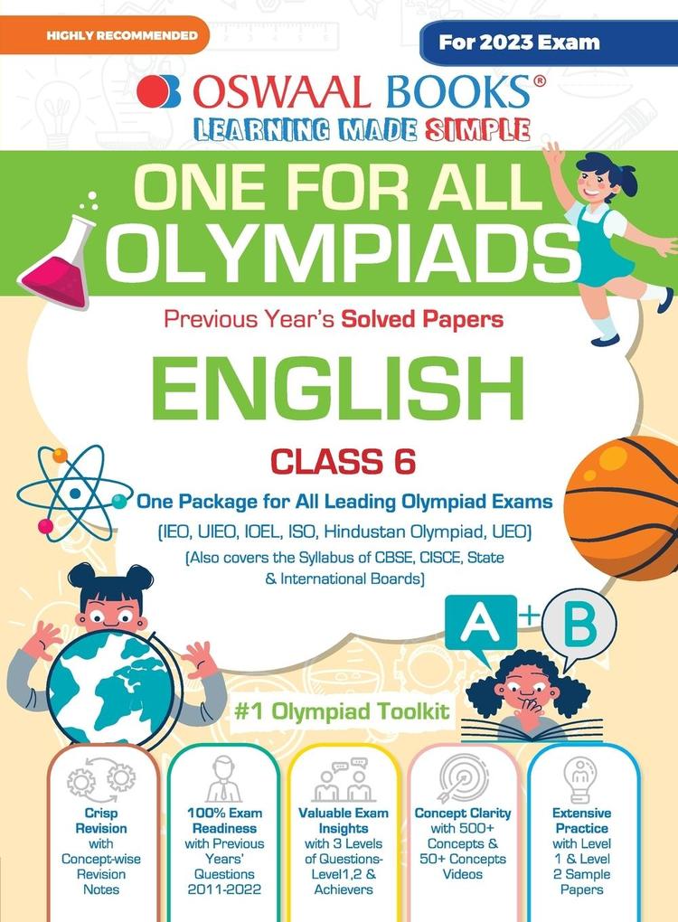 Oswaal One For All Olympiad Previous Years‘ Solved Papers Class-6 English Book (For 2023 Exam)