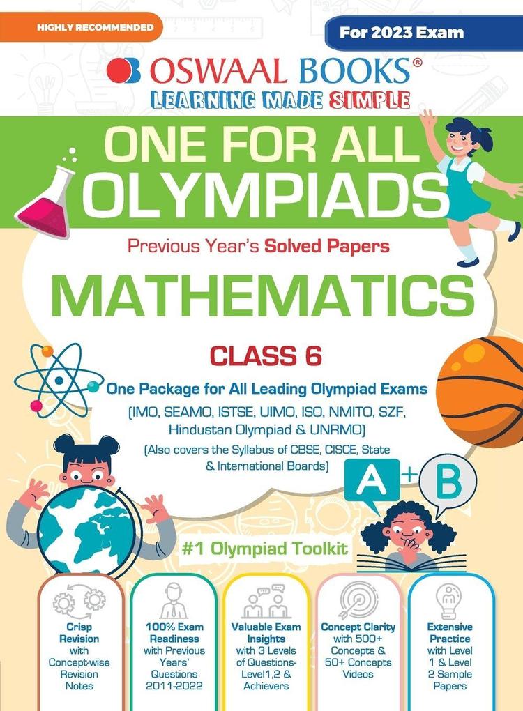 Oswaal One For All Olympiad Previous Years' Solved Papers Class-6 Mathematics Book (For 2023 Exam)