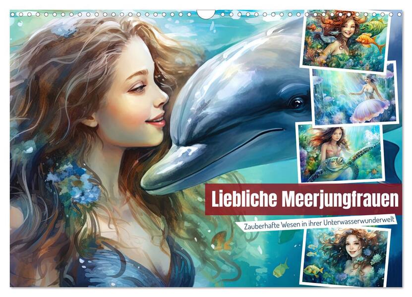Liebliche Meerjungfrauen (Wandkalender 2024 DIN A3 quer) CALVENDO Monatskalender