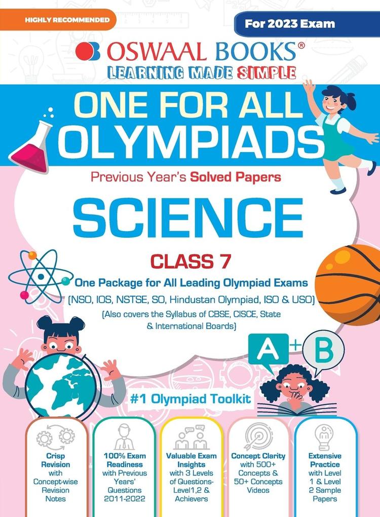 Oswaal One For All Olympiad Previous Years‘ Solved Papers Class-7 Science Book (For 2023 Exam)