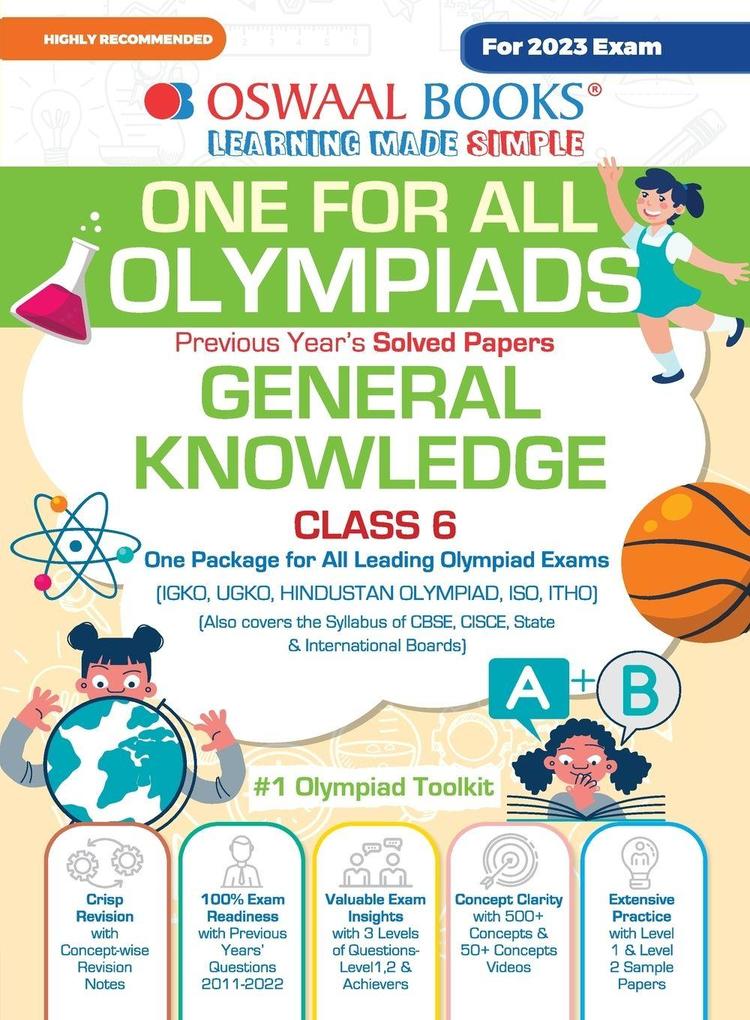 Oswaal One For All Olympiad Previous Years' Solved Papers Class-6 General Knowledge Book (For 2023 Exam)