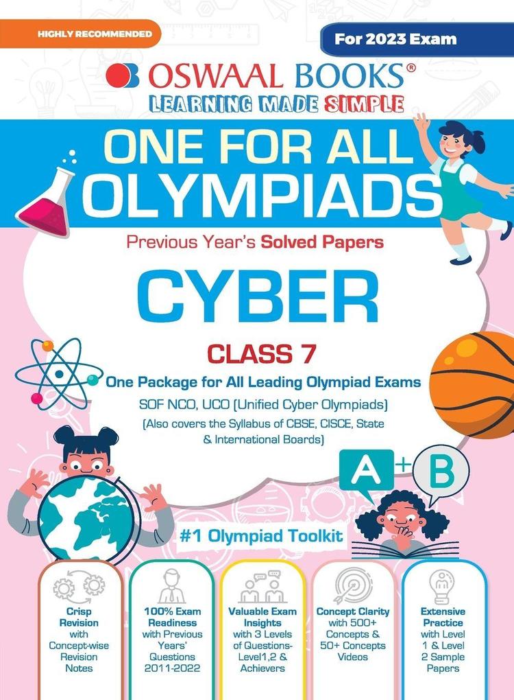 Oswaal One For All Olympiad Previous Years' Solved Papers Class-7 Cyber Book (For 2023 Exam)