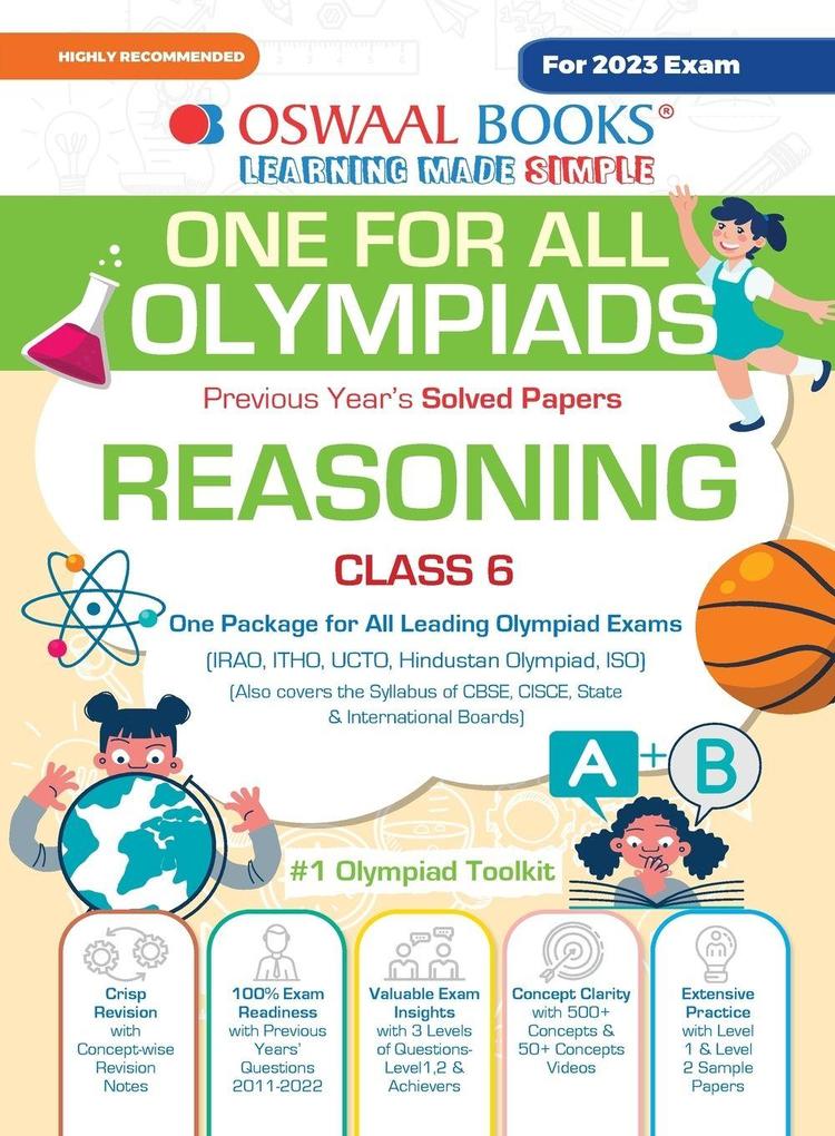 Oswaal One For All Olympiad Previous Years' Solved Papers Class-6 Reasoning Book (For 2023 Exam)