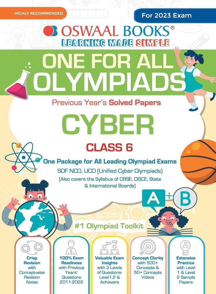 Oswaal One For All Olympiad Previous Years' Solved Papers Class-6 Cyber Book (For 2023 Exam)