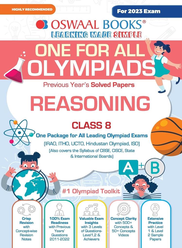 Oswaal One For All Olympiad Previous Years‘ Solved Papers Class-8 Reasoning Book (For 2023 Exam)