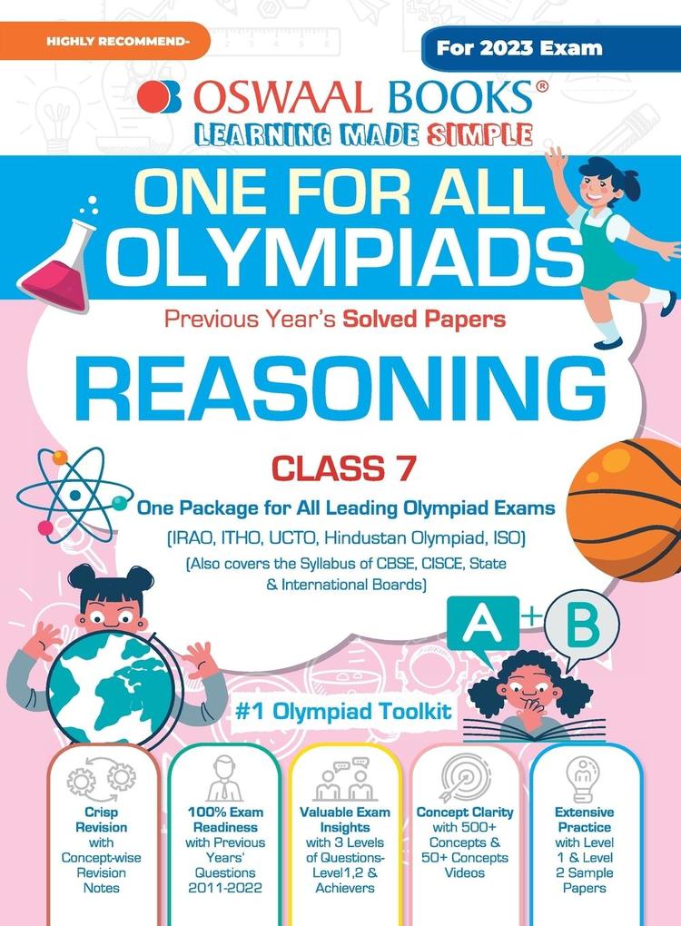 Oswaal One For All Olympiad Previous Years‘ Solved Papers Class-7 Reasoning Book (For 2023 Exam)