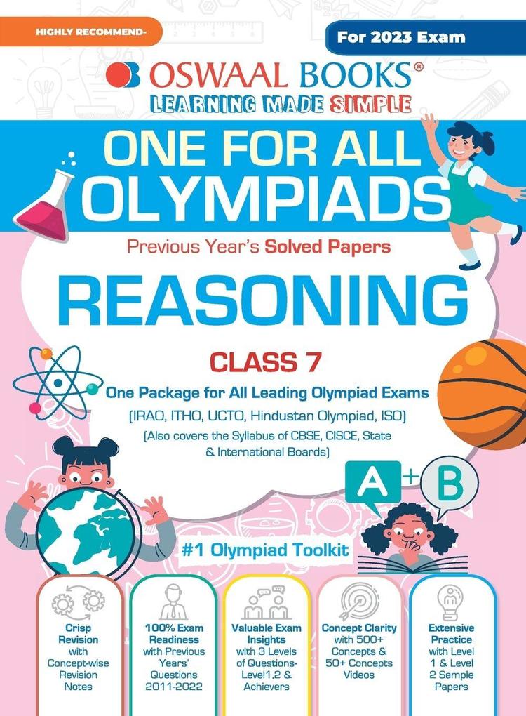 Oswaal One For All Olympiad Previous Years' Solved Papers Class-7 Reasoning Book (For 2023 Exam)