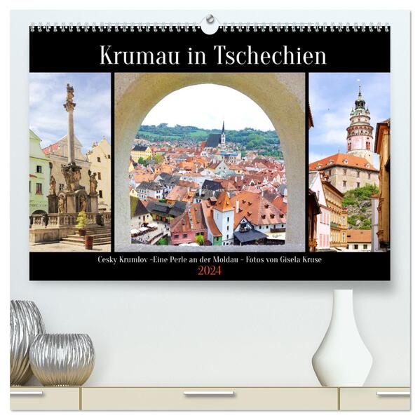 Krumau in Tschechien (hochwertiger Premium Wandkalender 2024 DIN A2 quer) Kunstdruck in Hochglanz